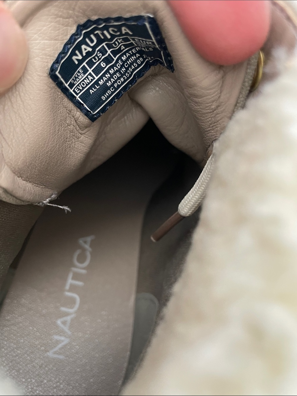 Nautica Taupe Lace-Up Sherpa Winter Boots with Tan Sole - Picture 4 of 4